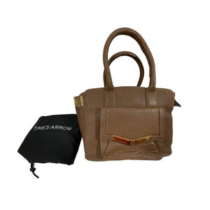 Time's Arrow Jo Mini Tote Tobacco Brown Pebbled Leather Purse Pockets